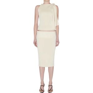 NWT Khy Stretch Cut Out Skirt In Cream Knit